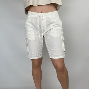 ONIA‎ Off White Tom Cargo Short Linen Cotton Blend Casual Beach Summer Spring